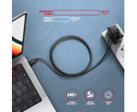 AXAGON BUCM2-CM25AB Kabel USB-C - USB-C, 2.5m 5A charging, ALU, 240W PD, oplot, USB2.0, czarny - 1485419 - zdjęcie 6